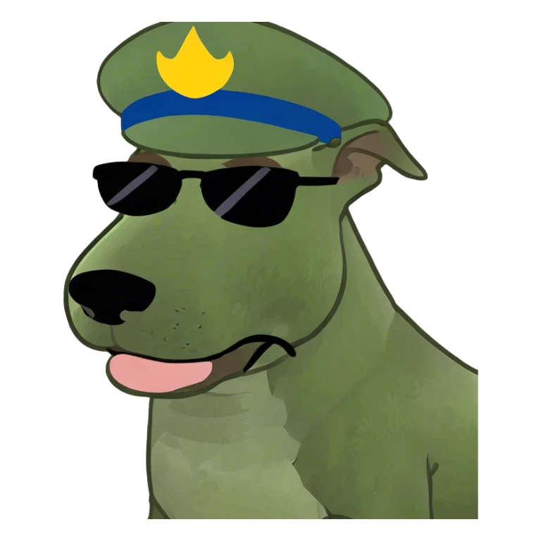 Man with brown hair and mustache walking a Belgian Malinois  sticker