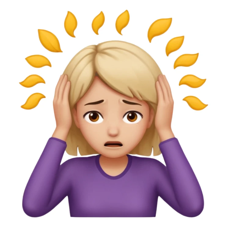 girl stressed out with hands on head sticker