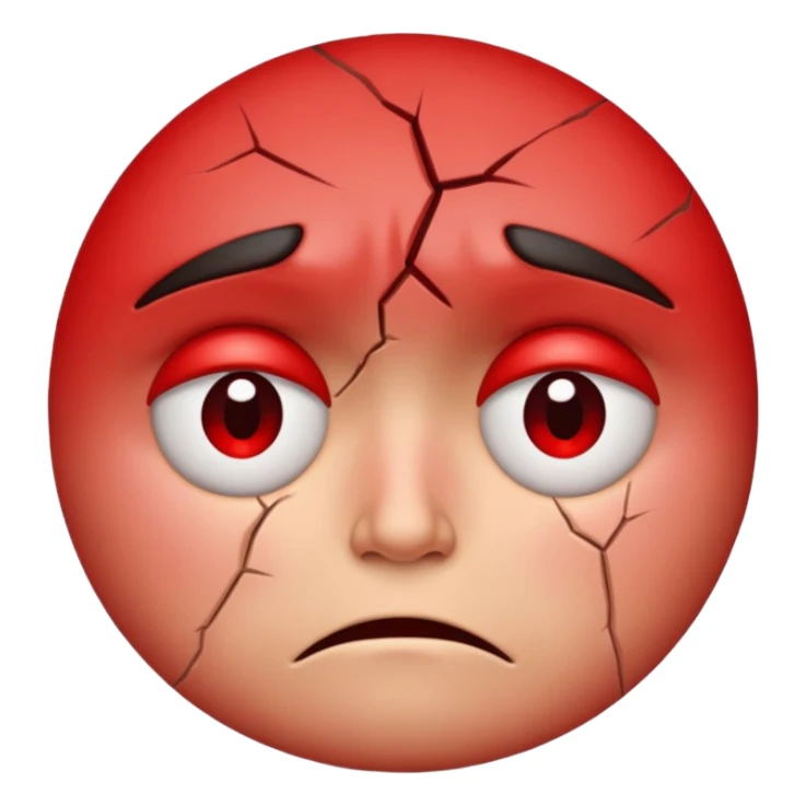 a very sad face that's red, can you make it less human sticker