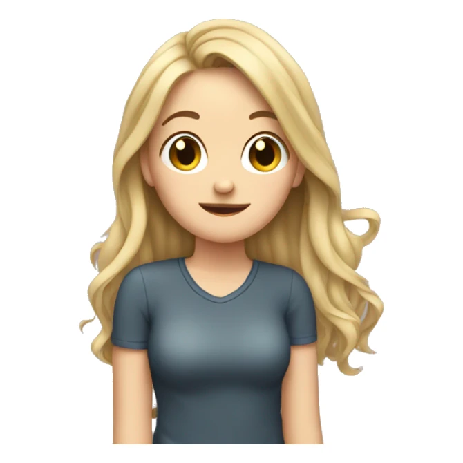 White girl tucking hair behind ear sticker