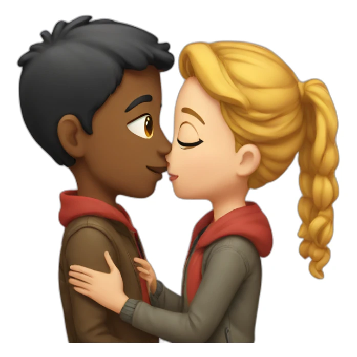 a boy kissing a girl sticker