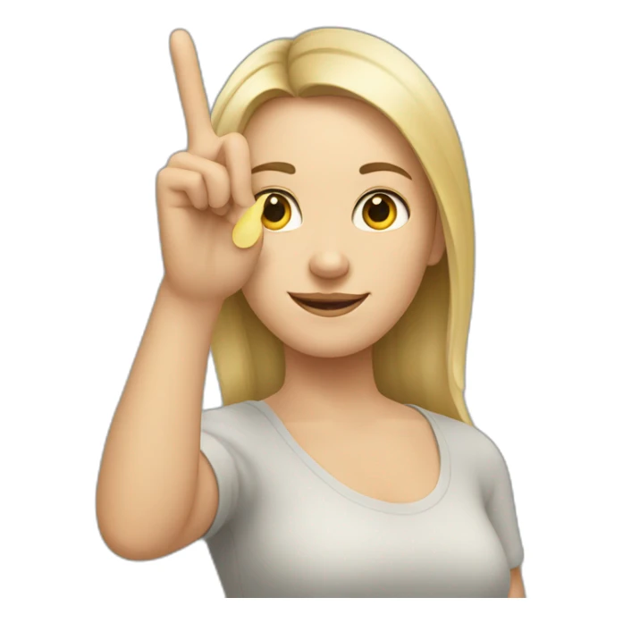 white woman shows peace with two fingers sticker