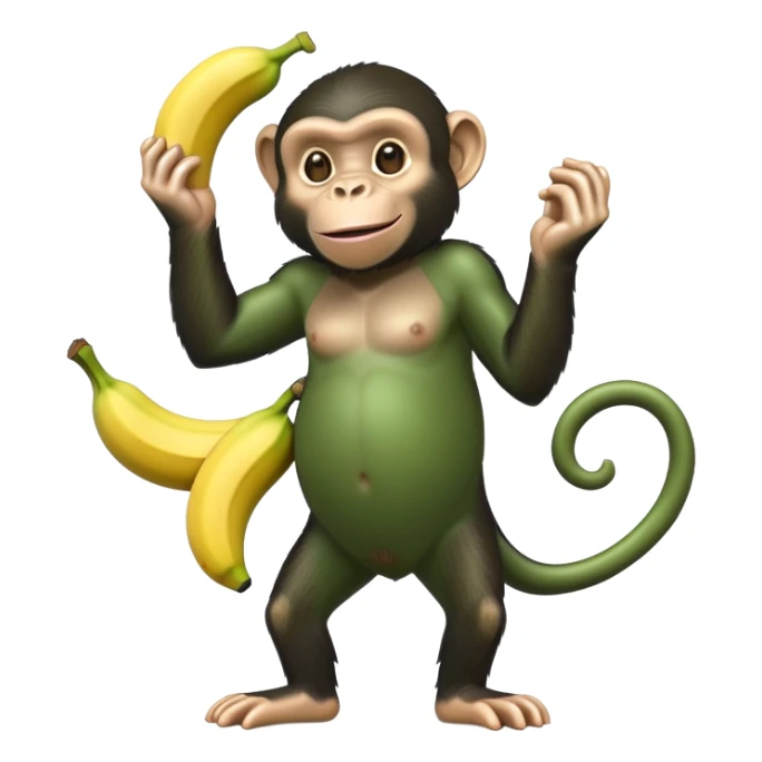 green chimpanzee with a banana body sticker
