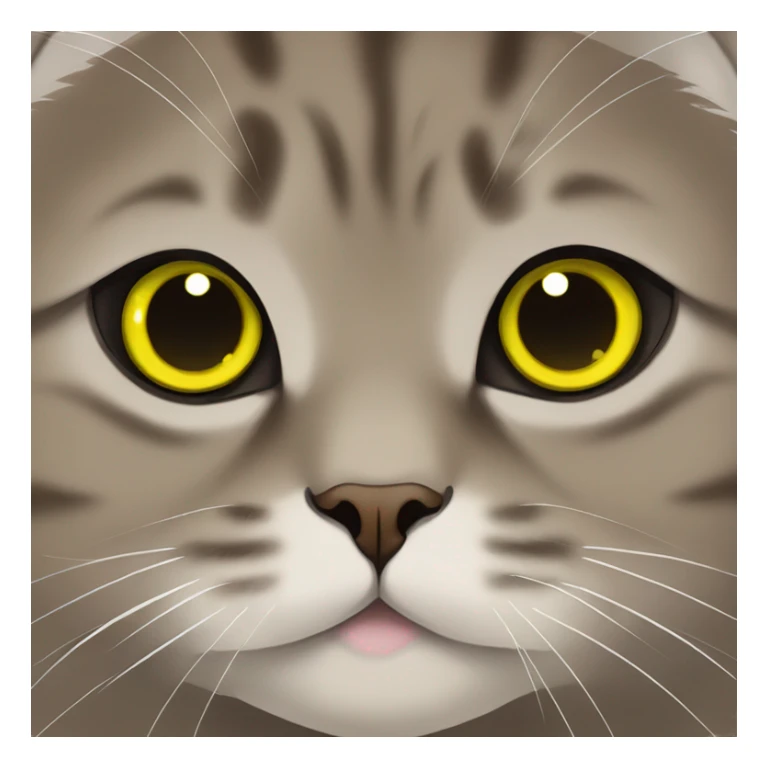 Brown scottish fold with yellow green eyes  sticker