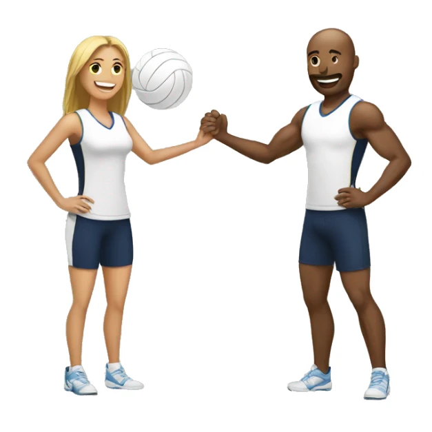 create man and woman emoji while playing volleyball sticker