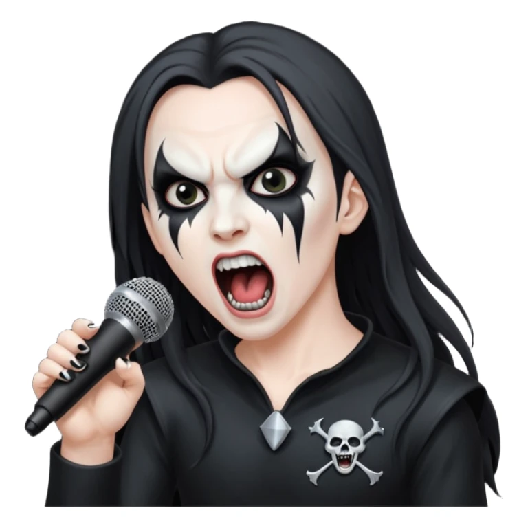 Black metal musician, screaming with mirophone sticker
