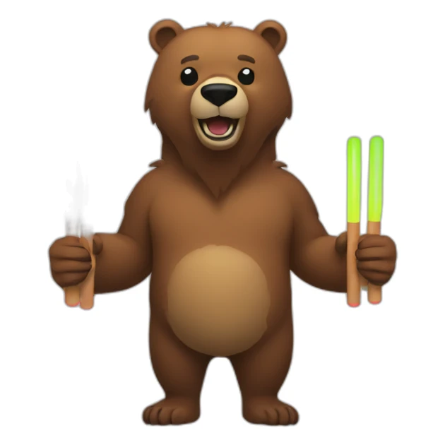 Grizzly with 2 glow sticks in hands sticker