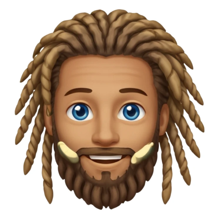 Hippie man smiling with blue eyes and dreadlocks sticker