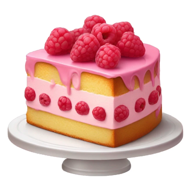 a piece of cake with pink cream and raspberries on top sticker