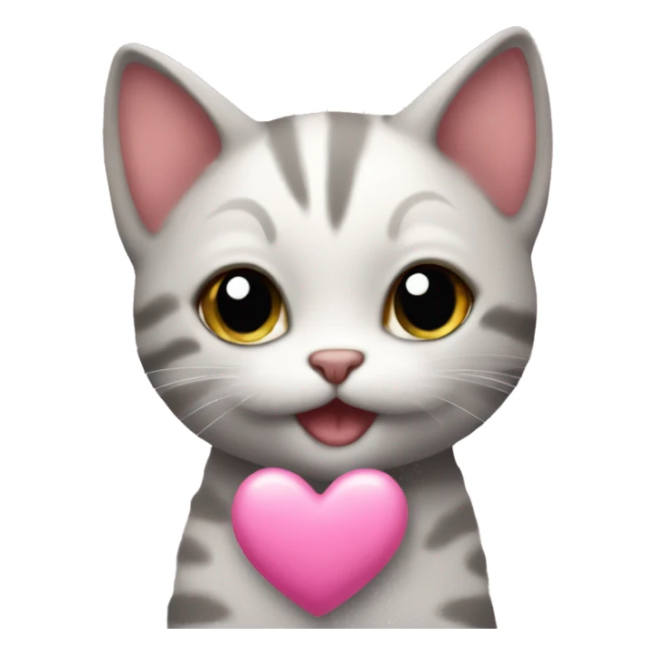 Little cat with pink heart sticker