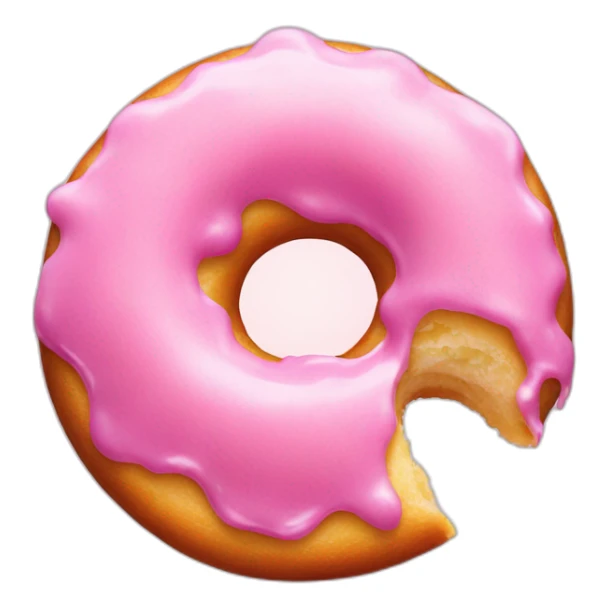 pink frosted donut with a bite eaten sticker