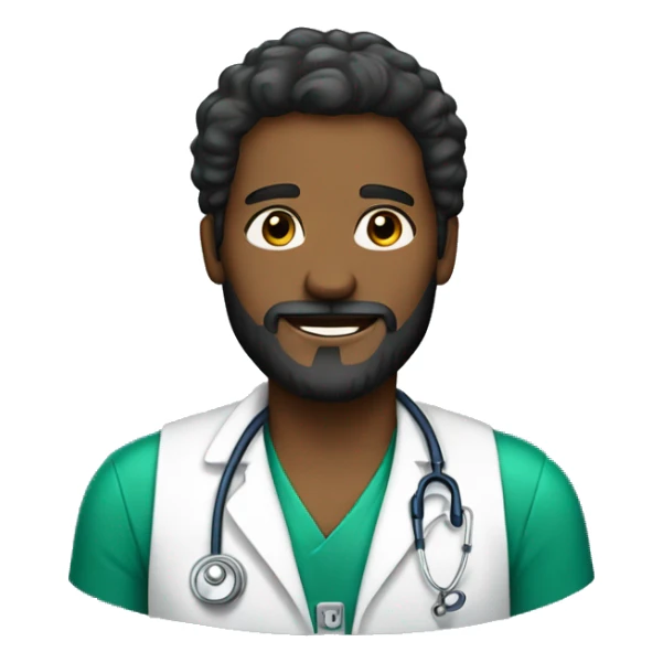 HOMEM NEGRO COM BARBA VETERINÁRIO JALECO VERDE sticker