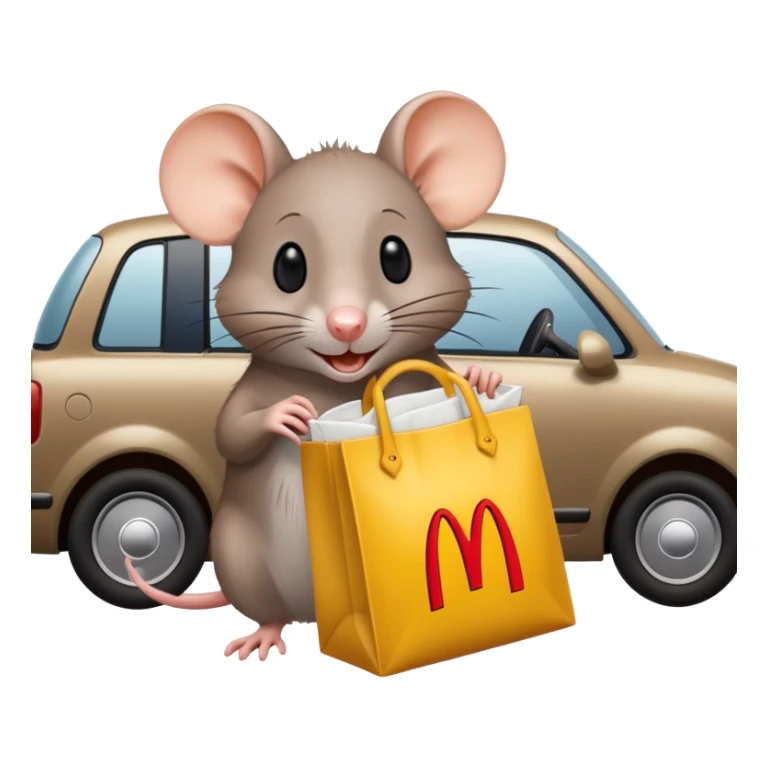 Rat holding McDonald’s in car  sticker