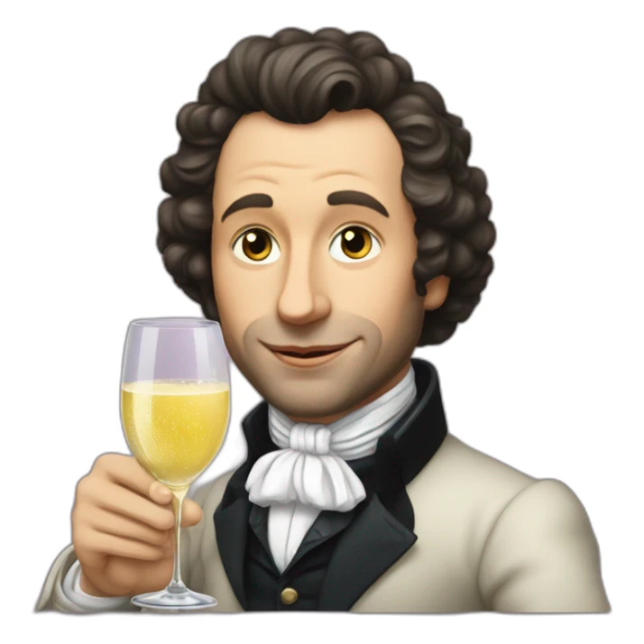 pushkin with a glass of champagne in his hand sticker