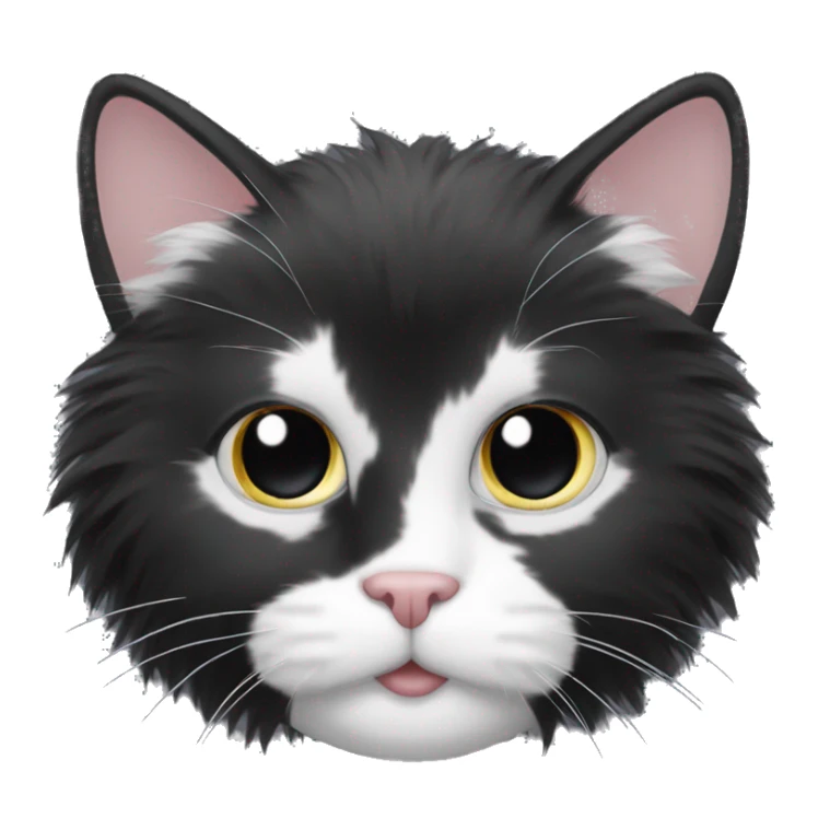 Black and white cat with fluffy hair sticker