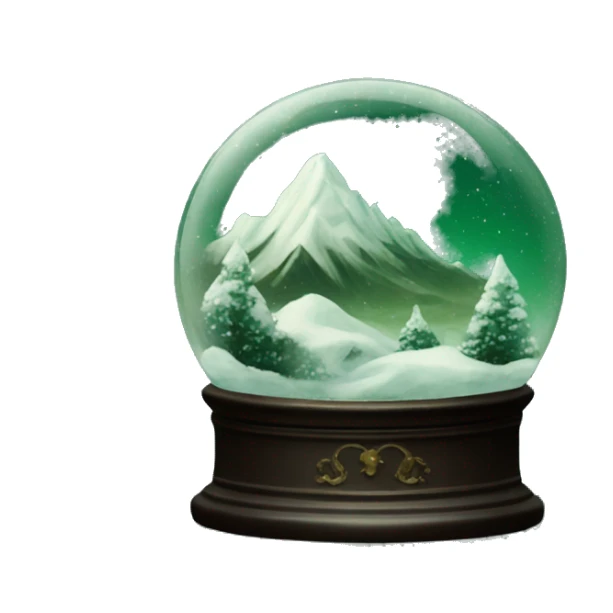 vintage dark green rococo night sky mountains snow globe sticker