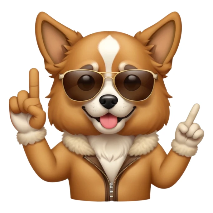 Dog shows middle finger and wearing sunglasses  sticker