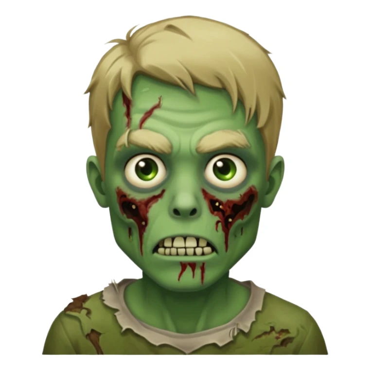 pretty dark blonde hair zombie man with green skin sticker