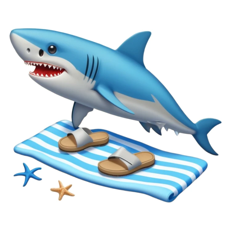 Tiburón con zapatos en la playa  sticker