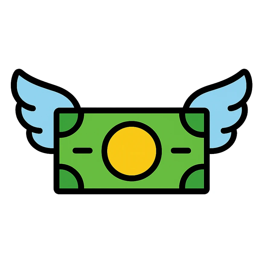 money with wings, donation emoji sticker