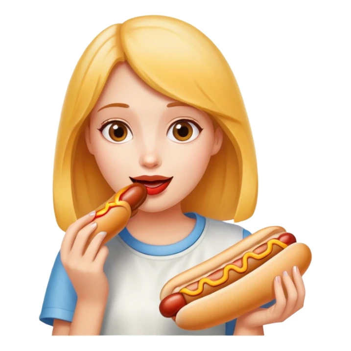 Girl eating hotdog sticker