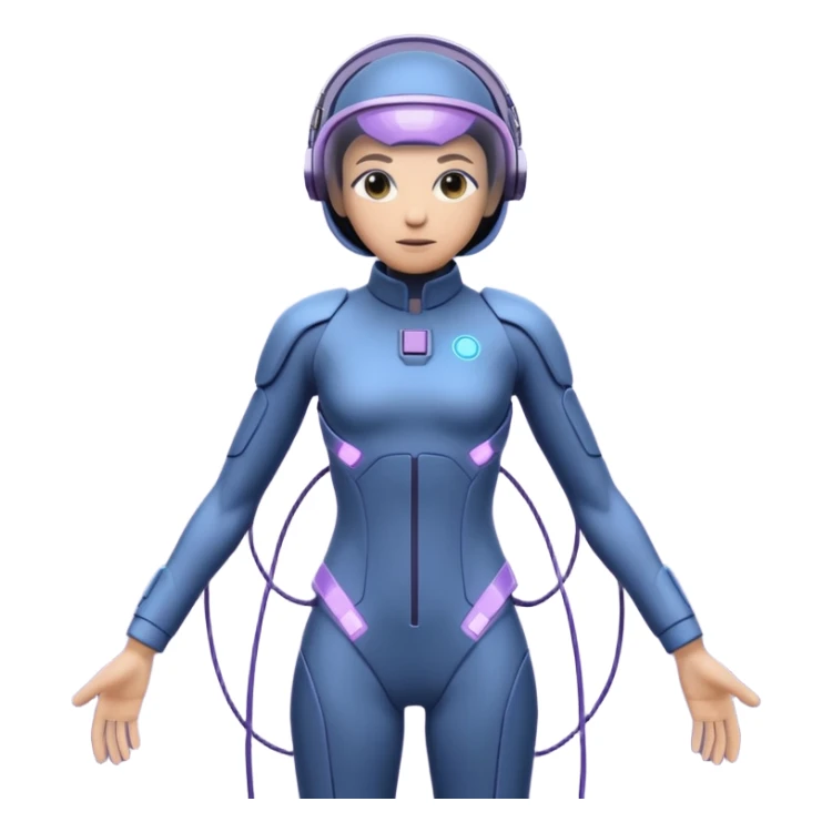 ⚡ GHOSTWIRE: Slim stealth suit with faint purple-blue glow. Wrist energy cables, smooth visor. Calm, calculating, watchful. In shadows, cables wrapped around tech and enemies. Inspired by Mortal Kombat ninjas. sticker