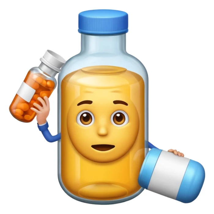 RFK Jr as an emoji shooting at a giant pill bottle labeled 'Big Pharma' sticker