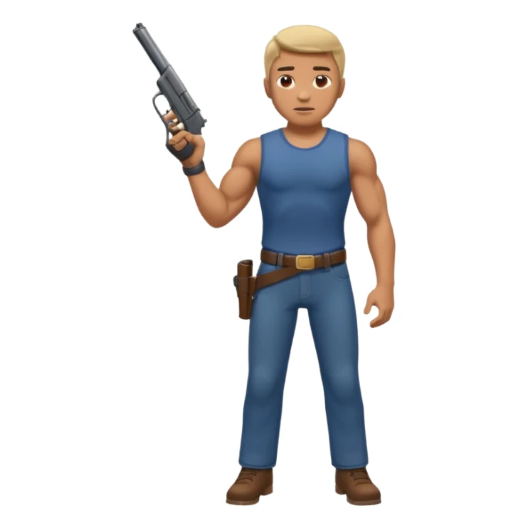 Full body male with a gun sticker