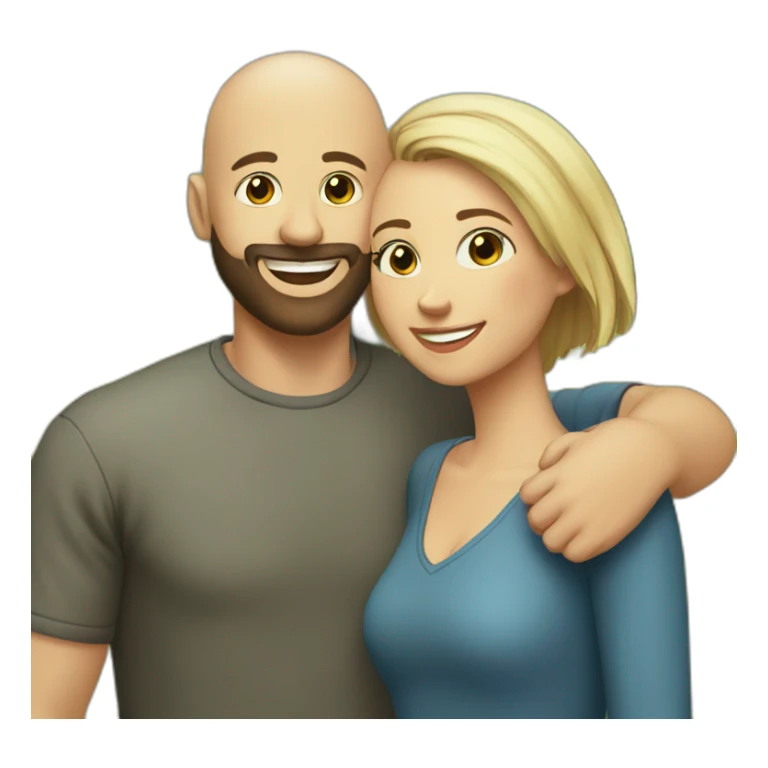 Happy-secret-couple-bald-guy-with-beard-very-shorthaired-girl sticker