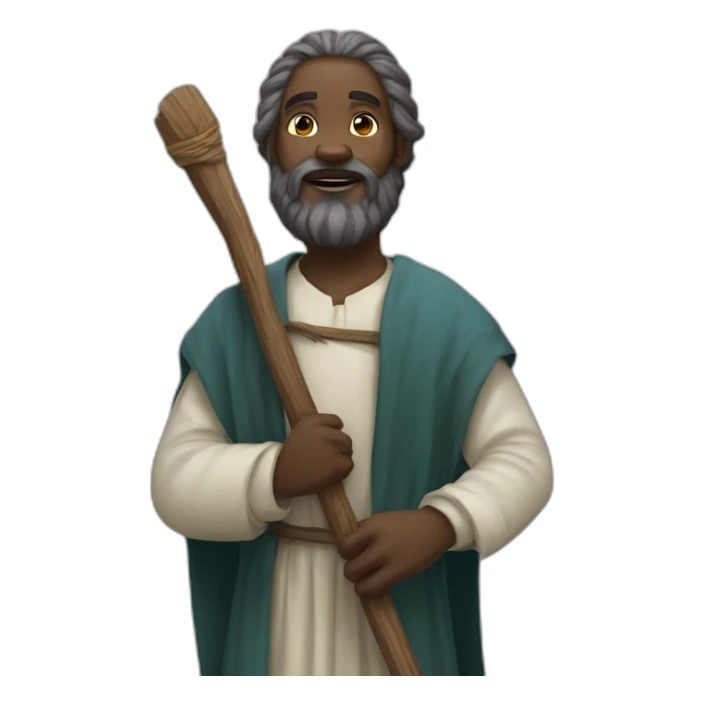 Prophet Moïse with beard and wooden stick sticker