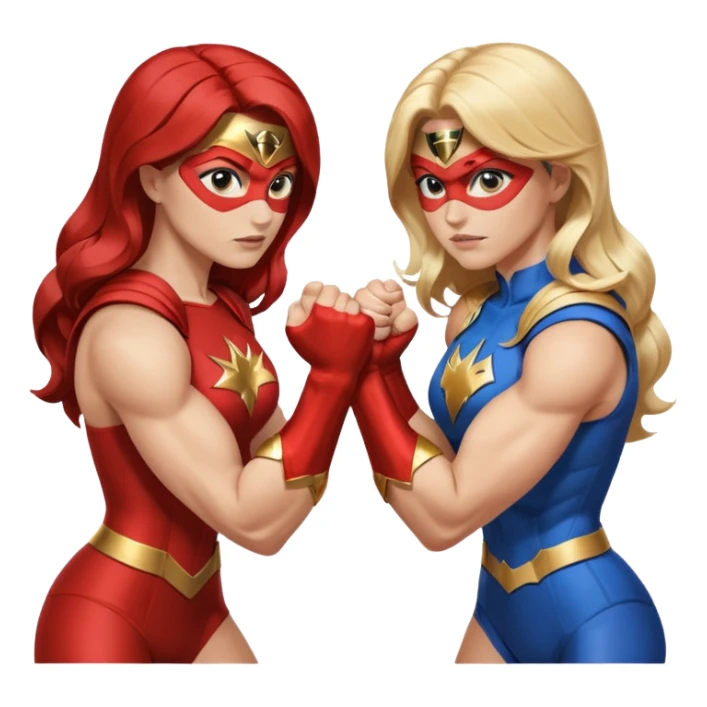 2 women superheroes arm wrestling each other sticker