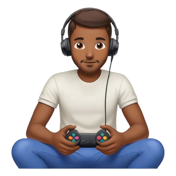 Muchacho guapo con audífonos jugando playstation sticker