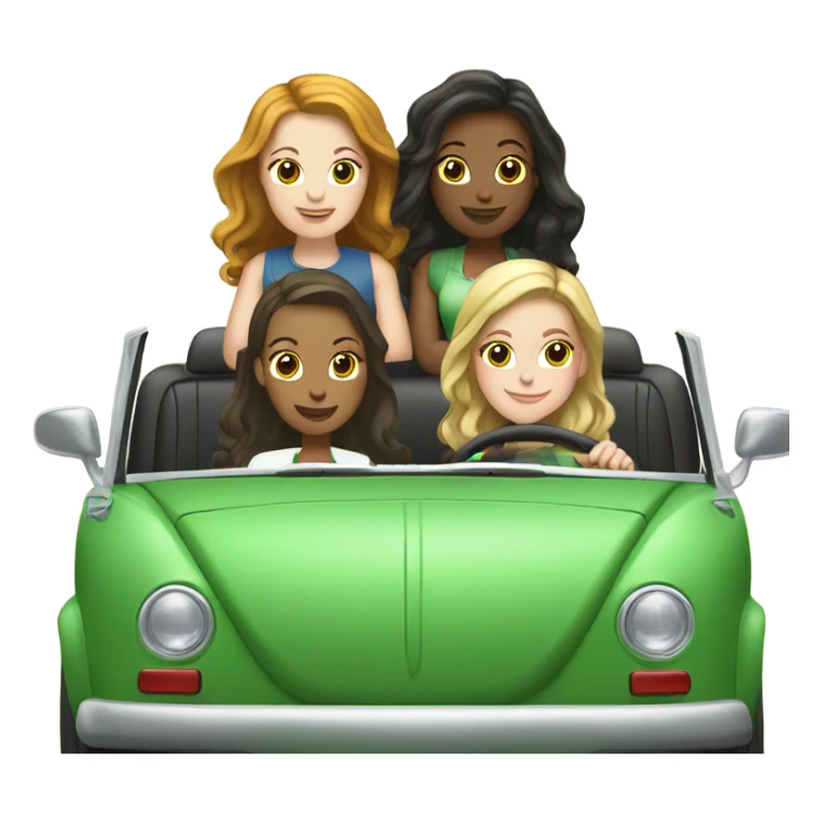 4 white girls in a green convertible vw  sticker