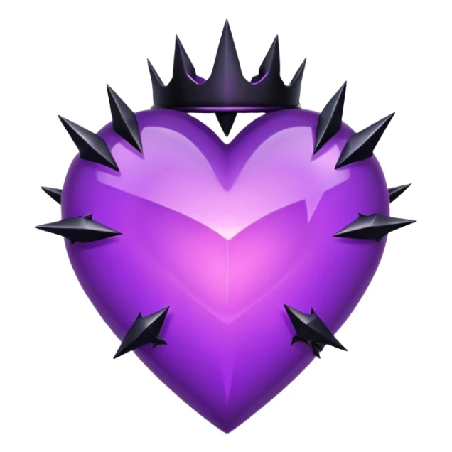 purple heart with black thorns and a crystal, dark romance sticker