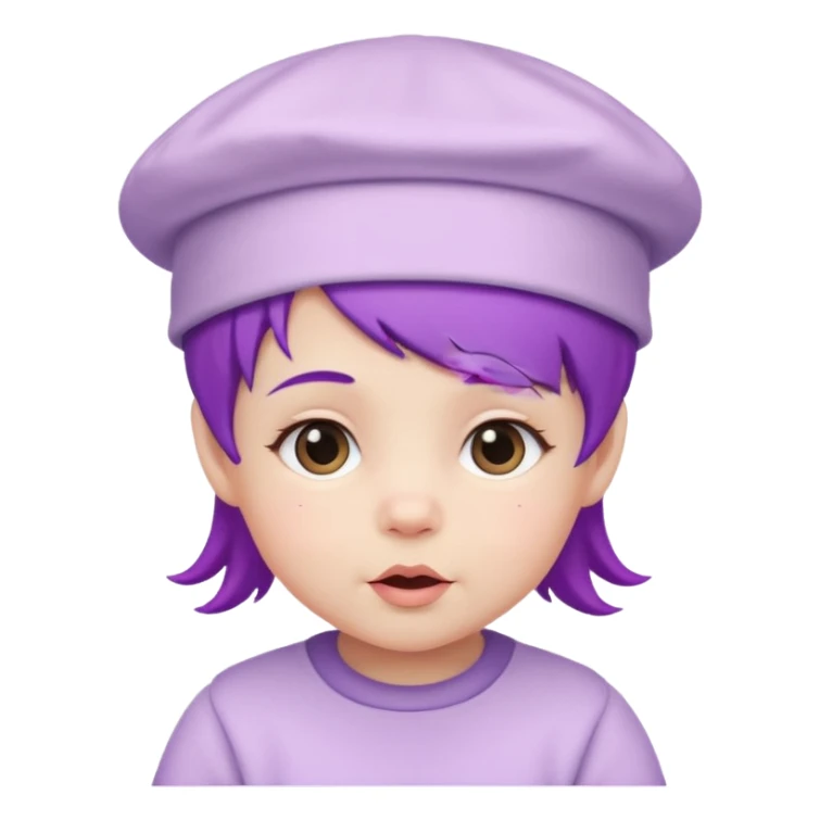 purple haired little baby with white hat sticker
