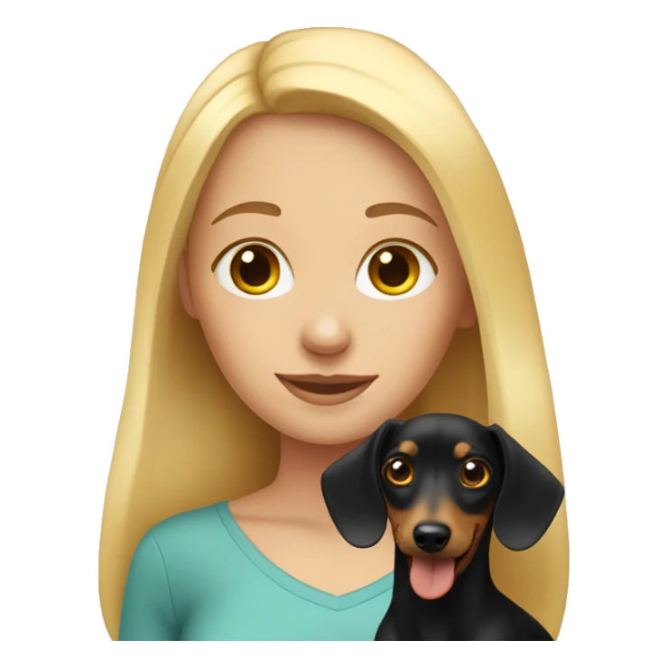 Blonde girl with dark mini dachshund  sticker