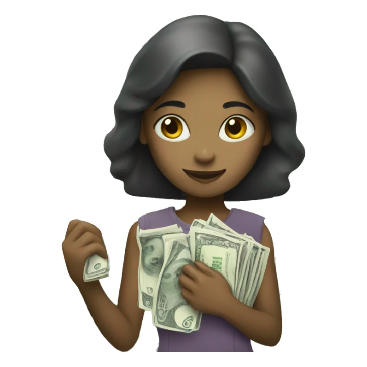 girl with money and benefit sticker