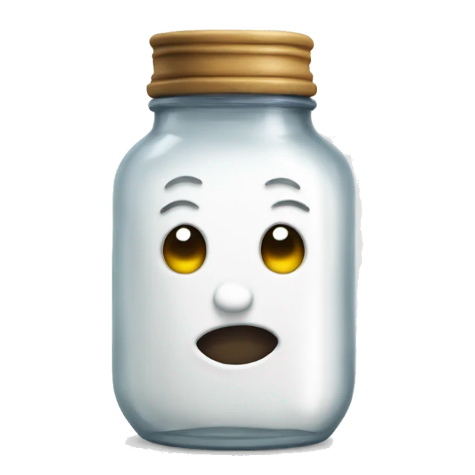 Emoji in a jar slightly filled with white liquid sticker
