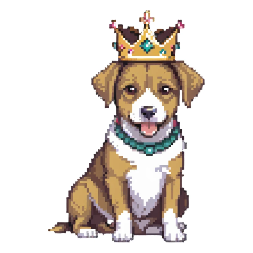 dog wearing a crown, playful pose sticker