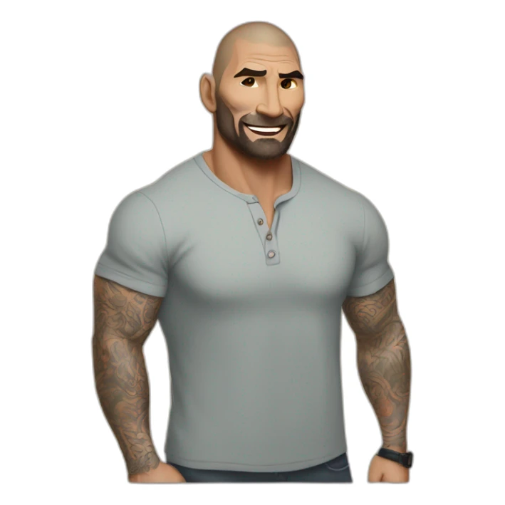 actor dave bautista cartoon wearing henley  sticker