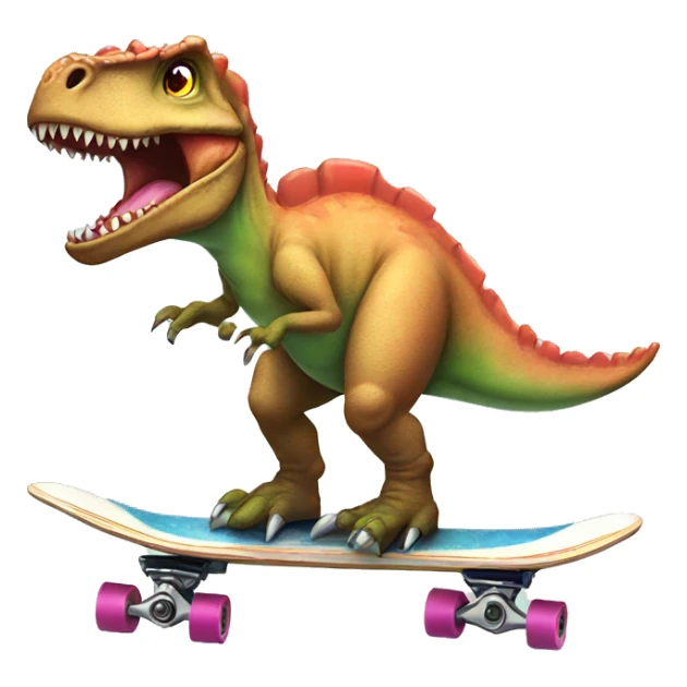 dinosaur in a tutu on a skateboard sticker