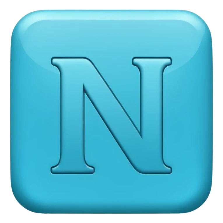 capital letter "N" printed in blue square in middle sticker