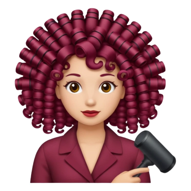 hair with burgundy hair rollers sticker
