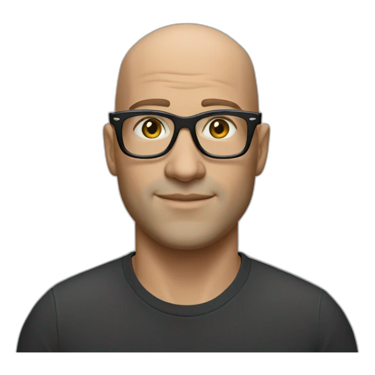 bald white man wearing black half rim ray ban glasses sticker