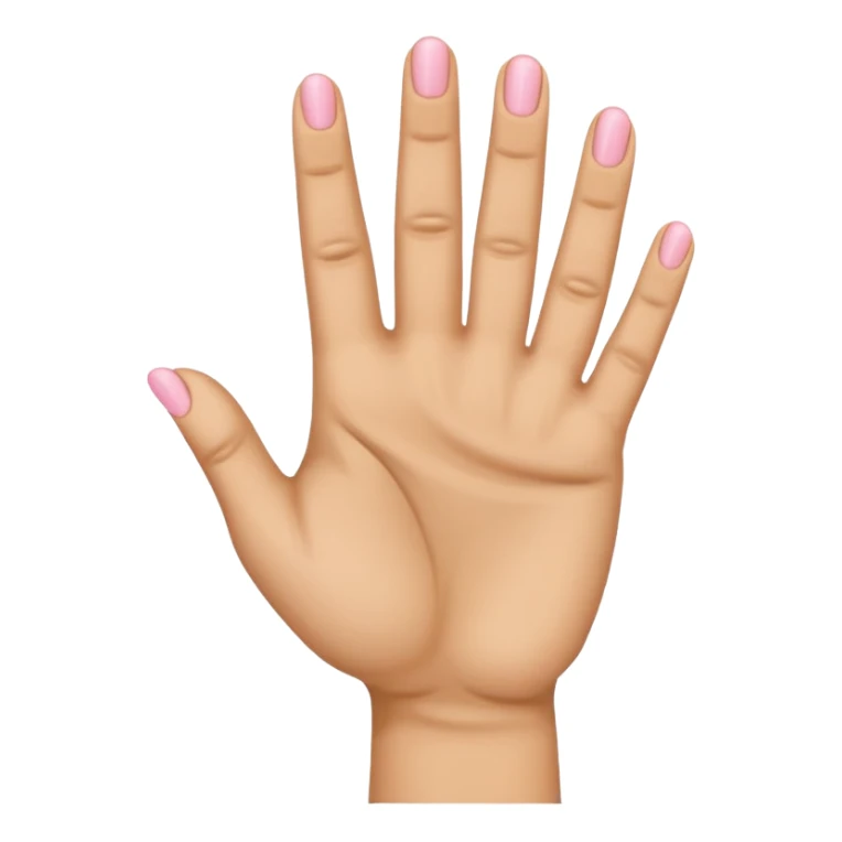A back-facing emoji-style hand showing exactly four fingers raised (index, middle, ring, pinky) with the thumb completely folded down across the palm. The thumb must be tucked tightly against the palm. sticker
