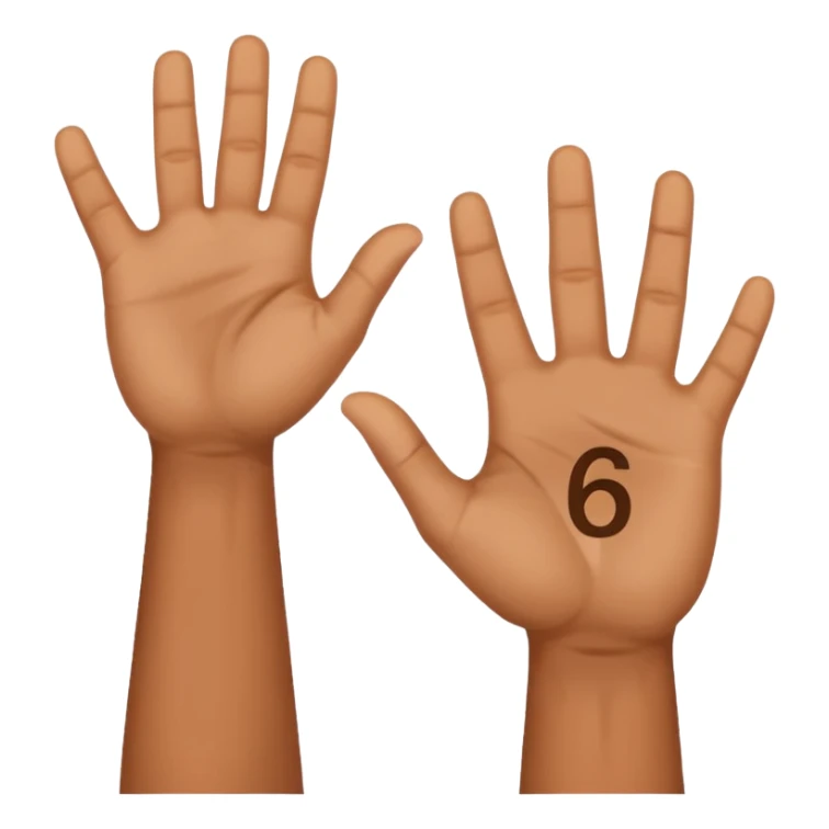🤷🏻‍♂️ number 6 in left hand and number 7 in the right hand sticker