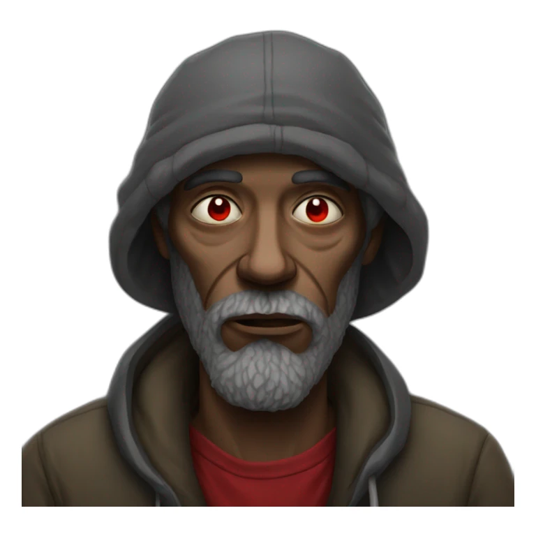 Homeless man with red eyes smoking sticker