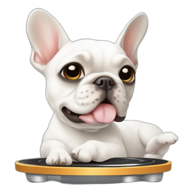 white FRENCH BULLDOg with turntable sticker
