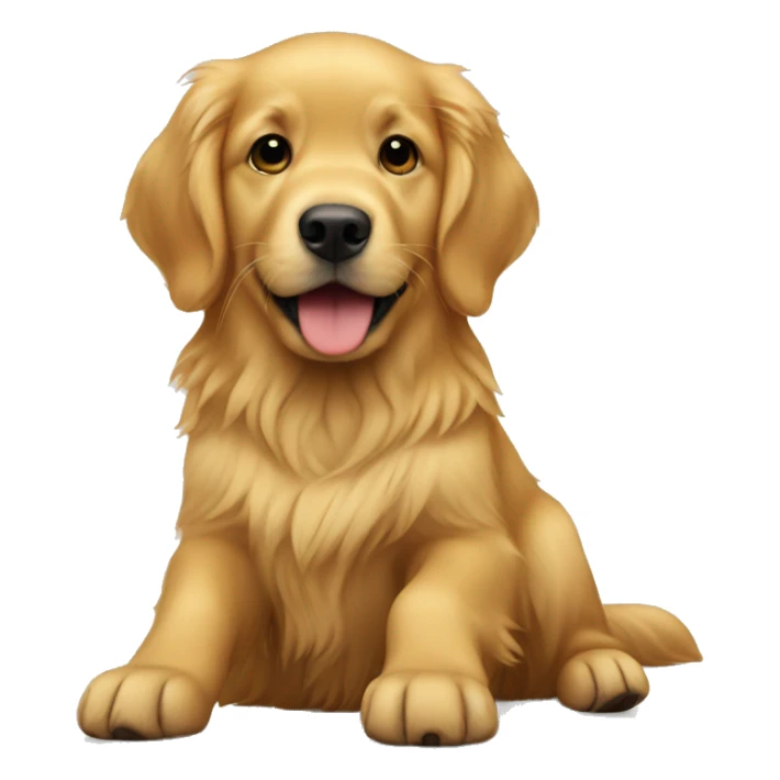Golden retriever following toddler sticker