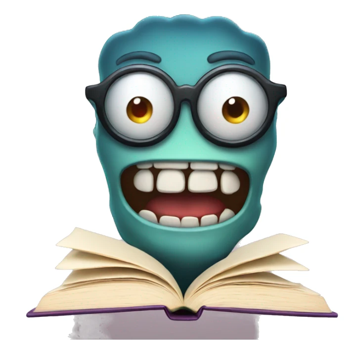 book with teeth and four eyes that can bite you easily sticker